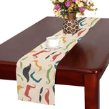 Mustache Beard Pattern Print Design 03 Table Runner
