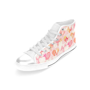 Hand drawn heart design pattern Women's High Top Canvas Shoes White