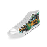dinosaurs print pattern Men's High Top Canvas Shoes White