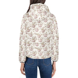 Tea pots Pattern Print Design 03 Women's Padded Hooded Jacket