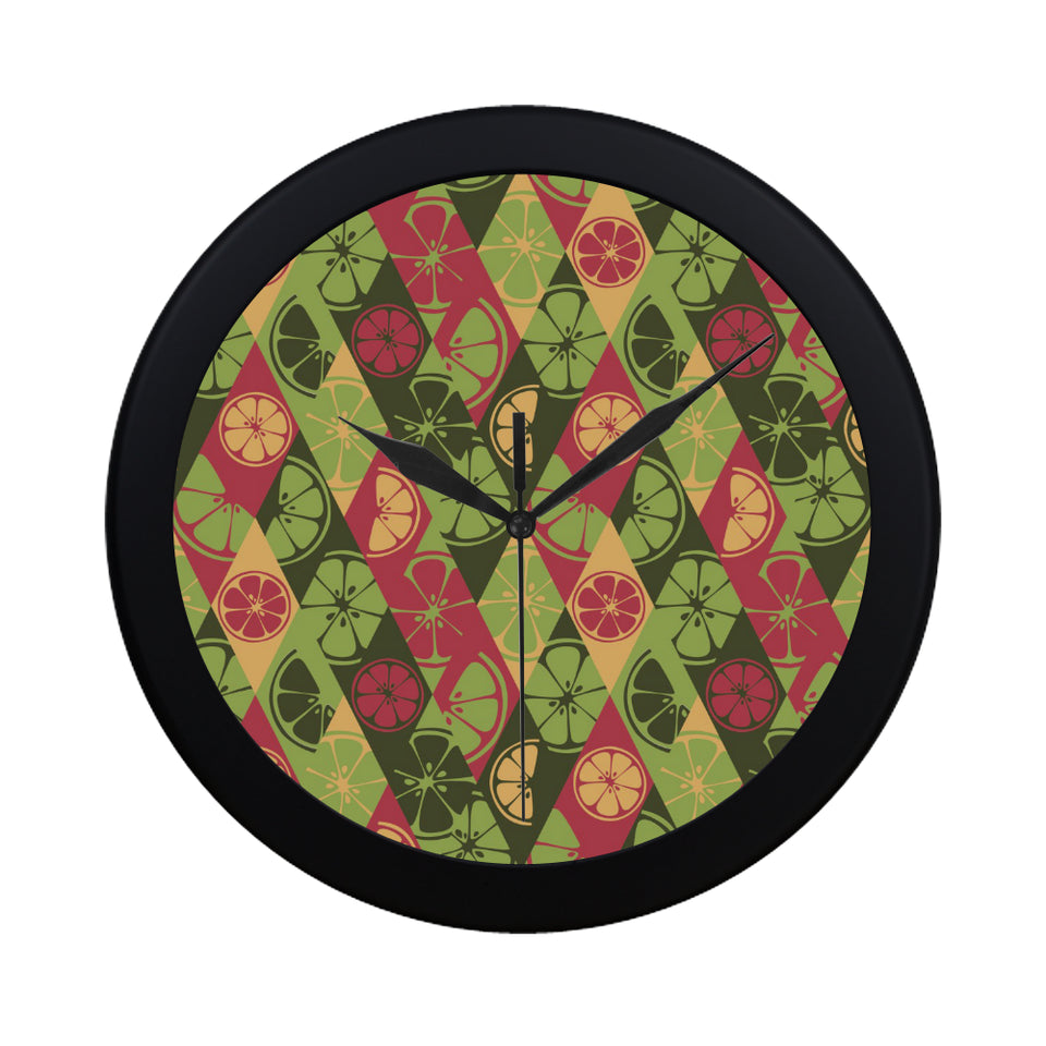 Cool Geometric lime pattern Elegant Black Wall Clock
