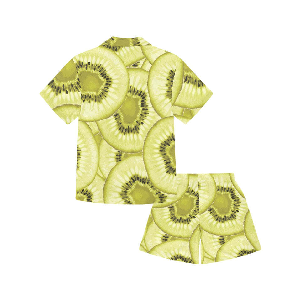 Sliced kiwi pattern Kids' Boys' Girls' V-Neck Short Pajama Set