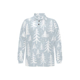 Christmas tree winter forest pattern Men's Long Sleeve Polo Shirt