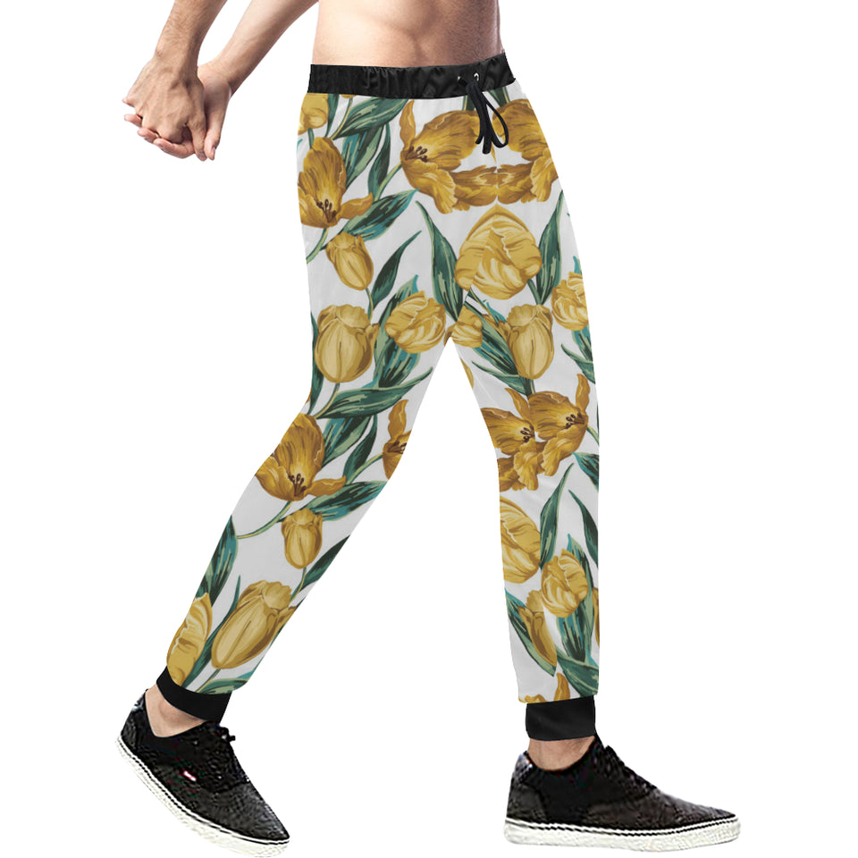 yellow tulips pattern Unisex Casual Sweatpants