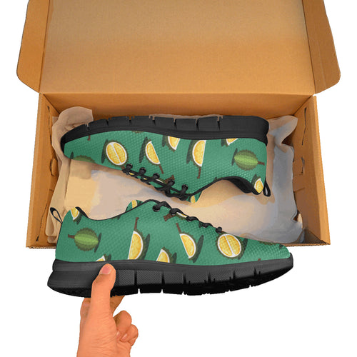 Durian pattern green background Women's Sneaker Shoes