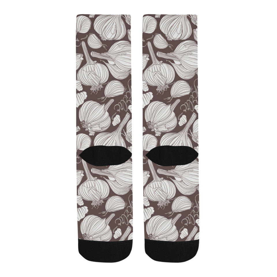 Garlic bulb dark background Crew Socks