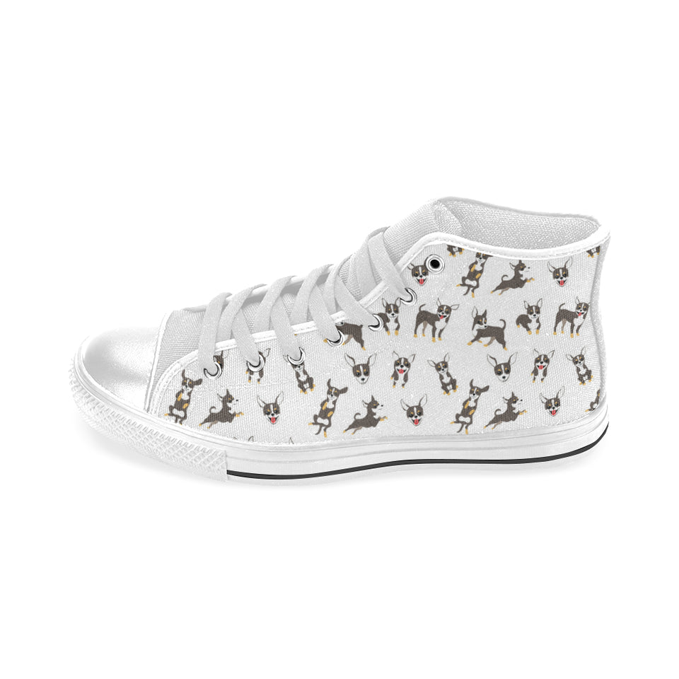 Chihuahua dog pattern Men's High Top Canvas Shoes White