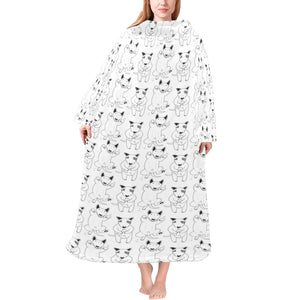 Bull Terrier Pattern Print Design 02 Blanket Robe with Sleeves