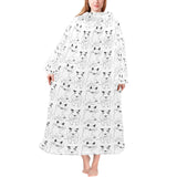 Bull Terrier Pattern Print Design 02 Blanket Robe with Sleeves