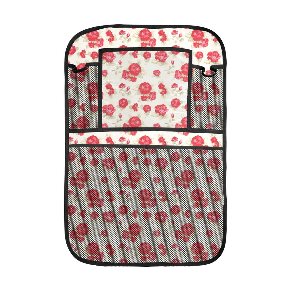 Rose Pattern Print Design 01 Car Seat Back Organizer