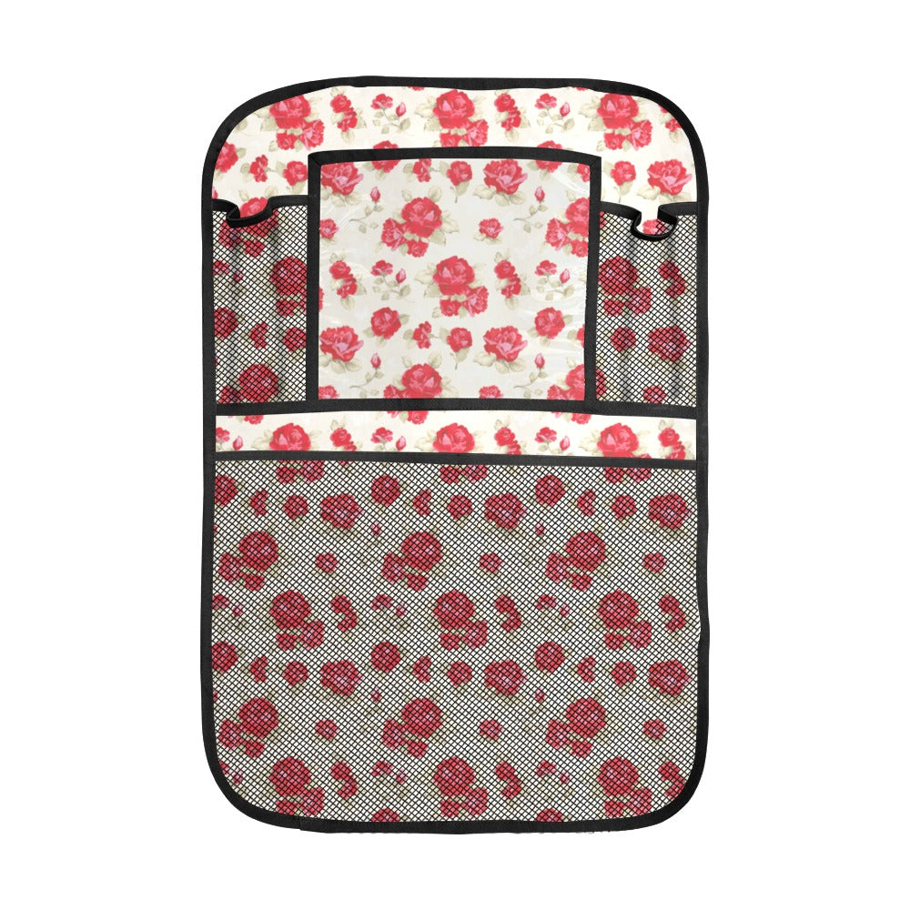 Rose Pattern Print Design 01 Car Seat Back Organizer
