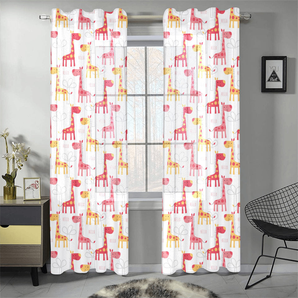 Giraffe Pattern Print Design 03 Gauze Curtain