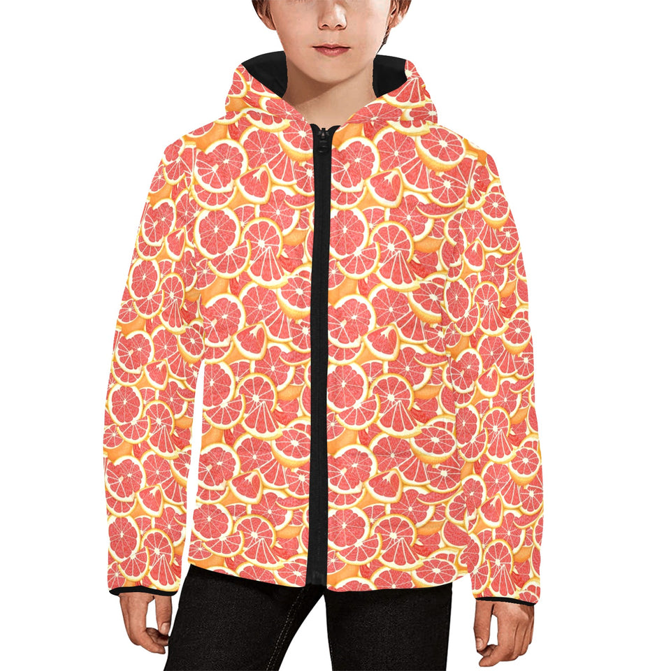 Tropical grapefruit pattern Kids' Boys' Girls' Padded Hooded Jacket