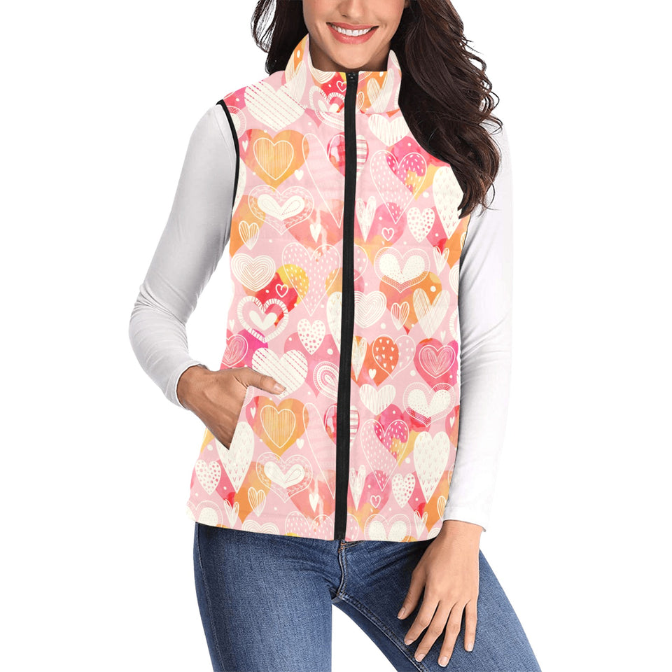 Hand drawn heart design pattern Women's Padded Vest