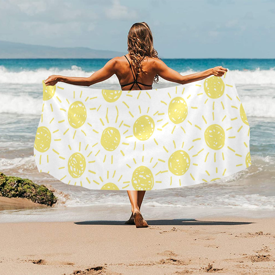 hand drawn sun pattern Beach Towel