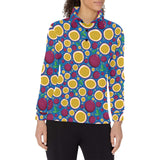 Passion fruit blue background Women's Long Sleeve Polo Shirt