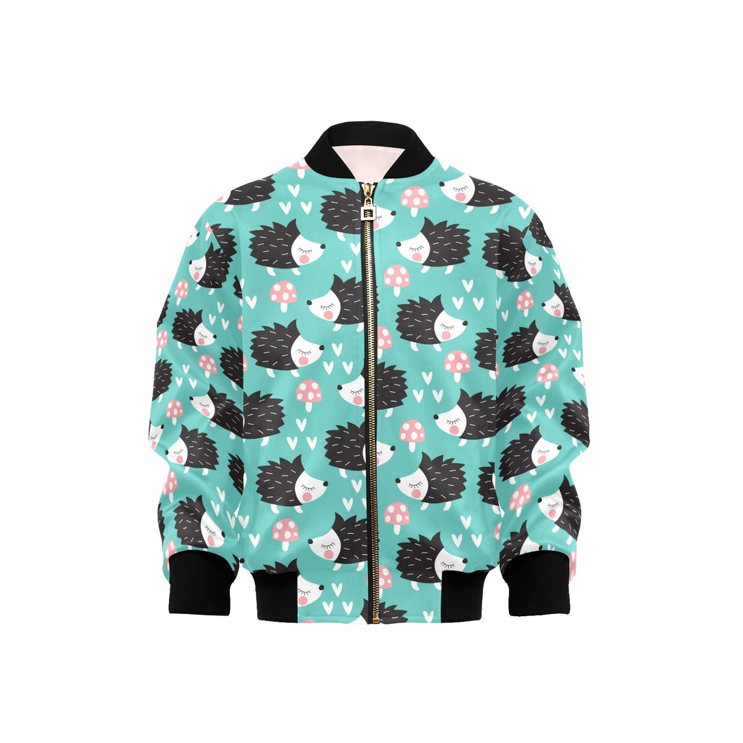 Hedgehog Pattern Print Design 03 Kids' Boys' Girls' Bomber Jacket