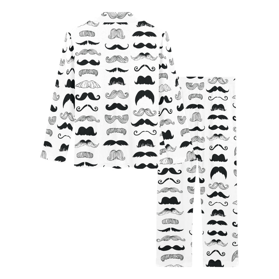 Mustache Beard Pattern Print Design 04 Women's Long Pajama Set