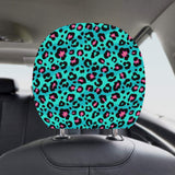 Green leopard skin print pattern Car Headrest Cover