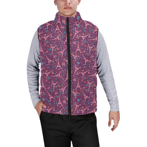 Eiffel Tower Heart Pattern Print Design 04 Men's Padded Vest