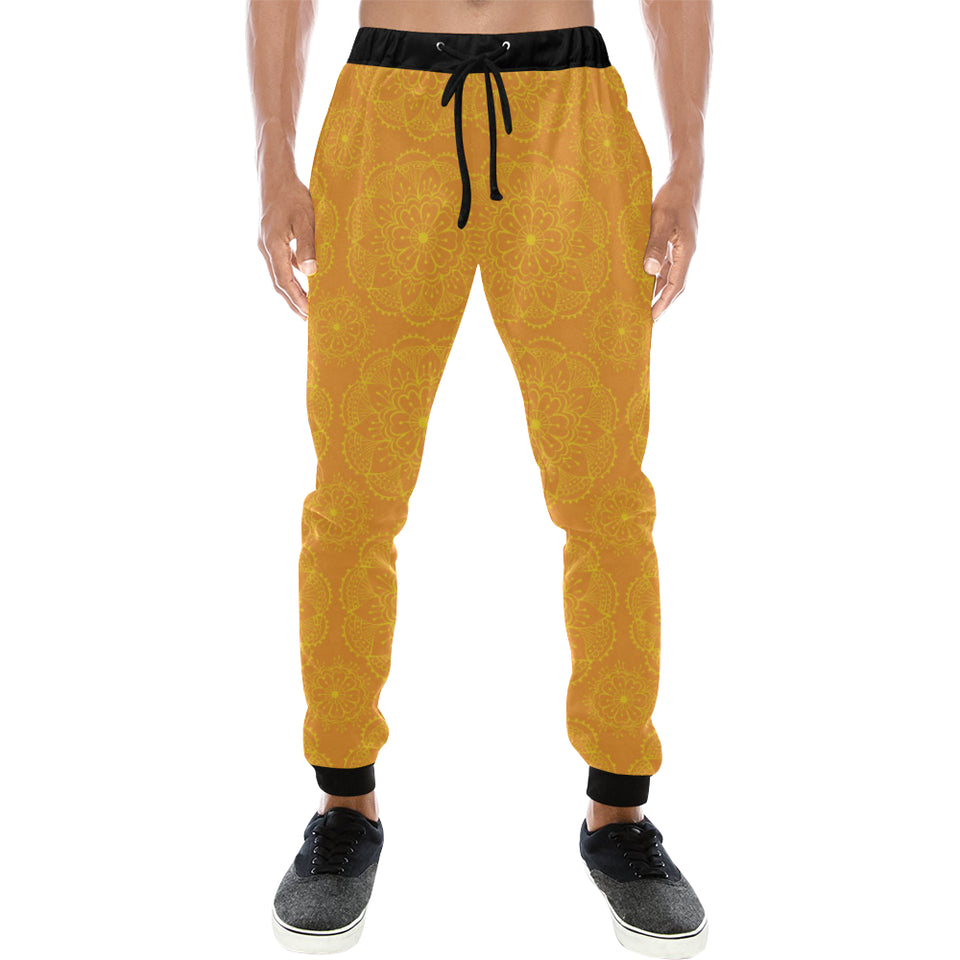 Orange traditional indian element pattern Unisex Casual Sweatpants