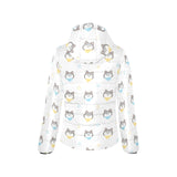 Cute Siberian Husky pattern Women's Padded Hooded Jacket