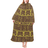 Egypt Hieroglyphics Pattern Print Design 03 Blanket Robe with Sleeves