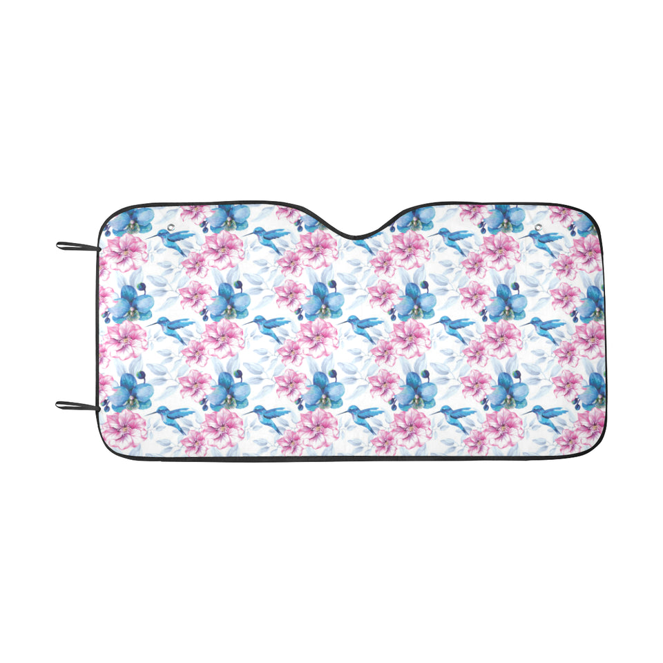 Hummingbird Pattern Print Design 02 Car Sun Shade