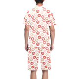 Lips Pattern Print Design 04 Men's V-Neck Short Pajama Set
