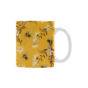Bee flower pattern Classical White Mug (Fulfilled In US)