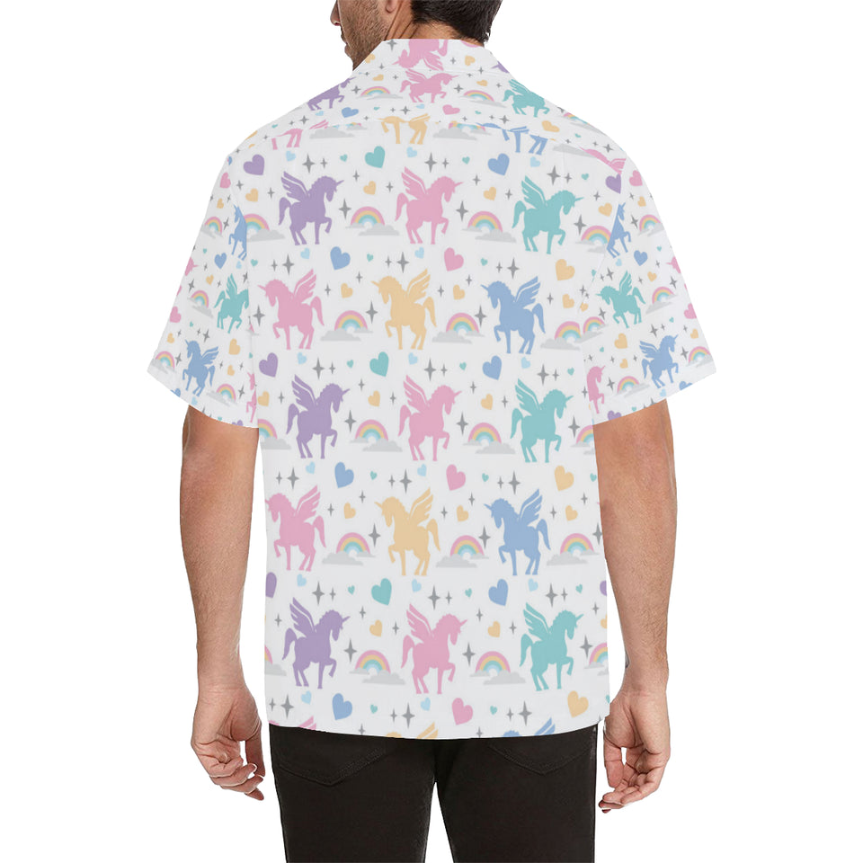 colorful unicorn rainbow heart pattern Men's All Over Print Hawaiian Shirt