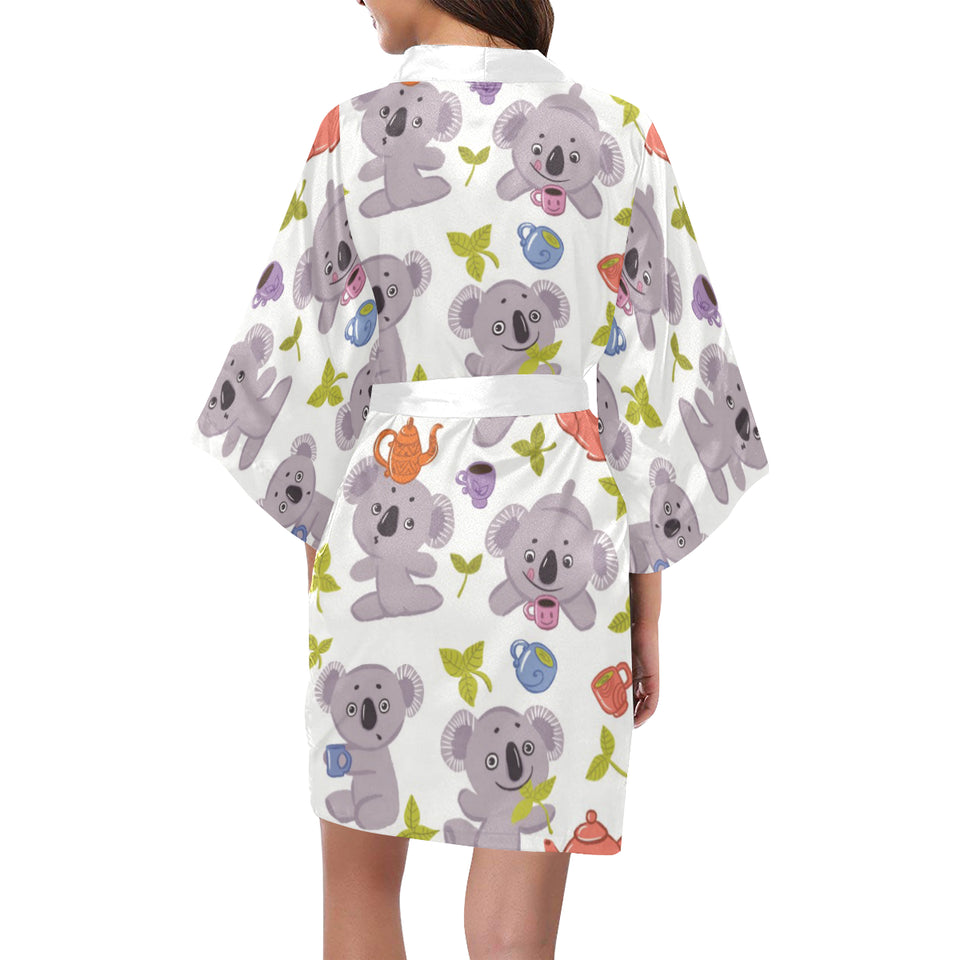 Cute koalas teapots tea Women's Short Kimono Robe