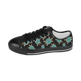 Sea turtle blue stone pattern Kids' Boys' Girls' Low Top Canvas Shoes Black