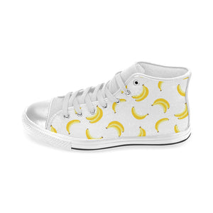 Banana pattern Women's High Top Canvas Shoes White