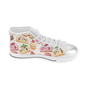 Cake cupcake sweets pattern Women's High Top Canvas Canvas Shoes White