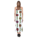 colorful apples leave zebra stripe V-Neck Open Fork Long Dress