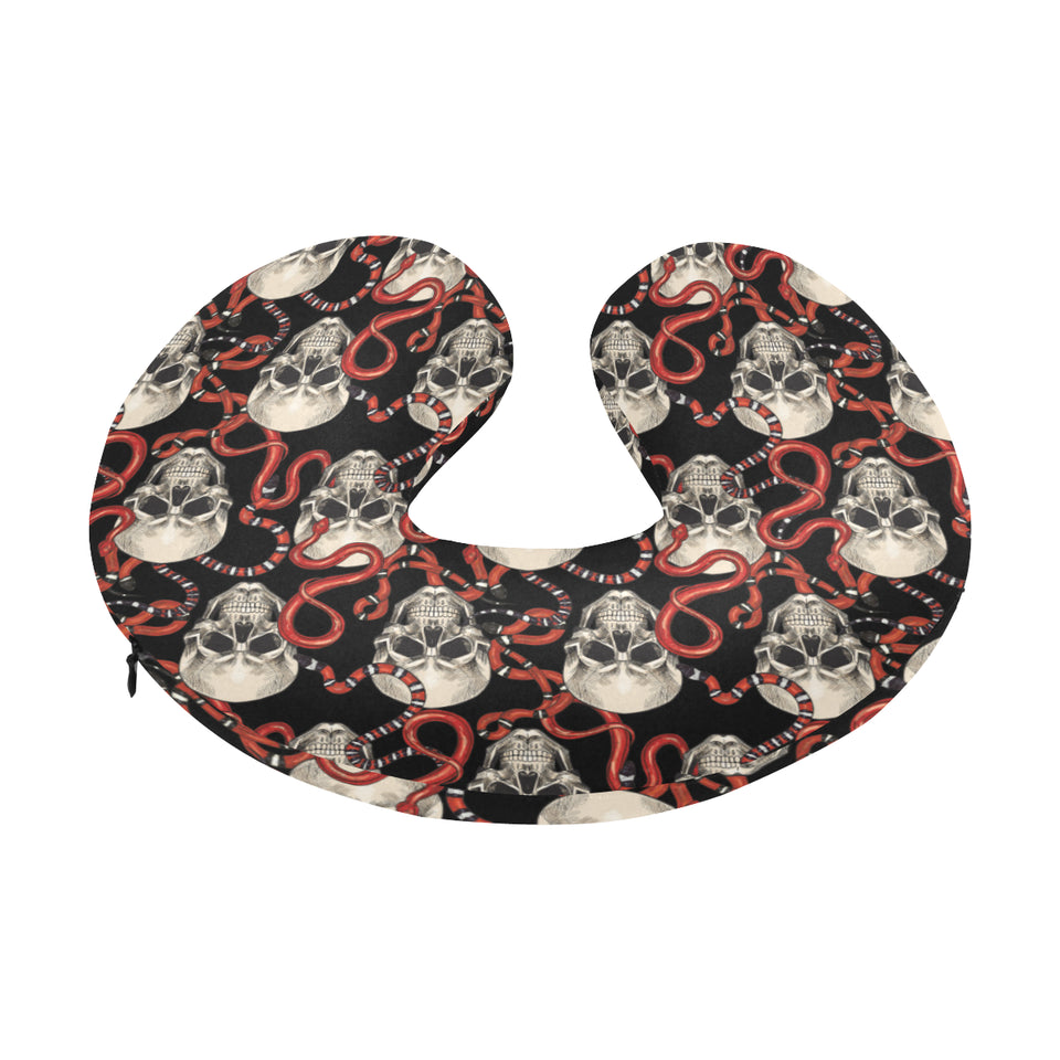 Red snake skull pattern U-Shaped Travel Neck Pillow
