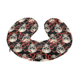 Red snake skull pattern U-Shaped Travel Neck Pillow