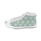 Cute hamster cheese pattern Men's High Top Canvas Shoes White
