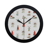 windmill design pattern Elegant Black Wall Clock