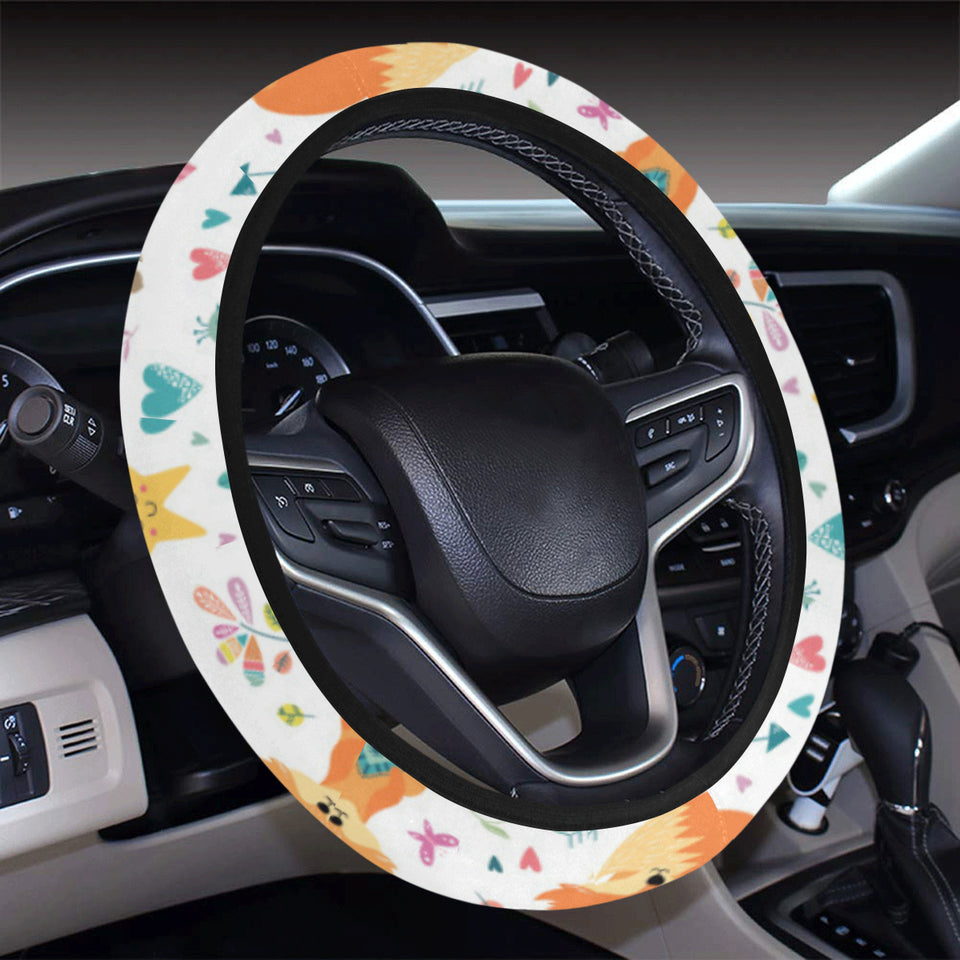 cute tribal fox pattern Car Steering Wheel Cover
