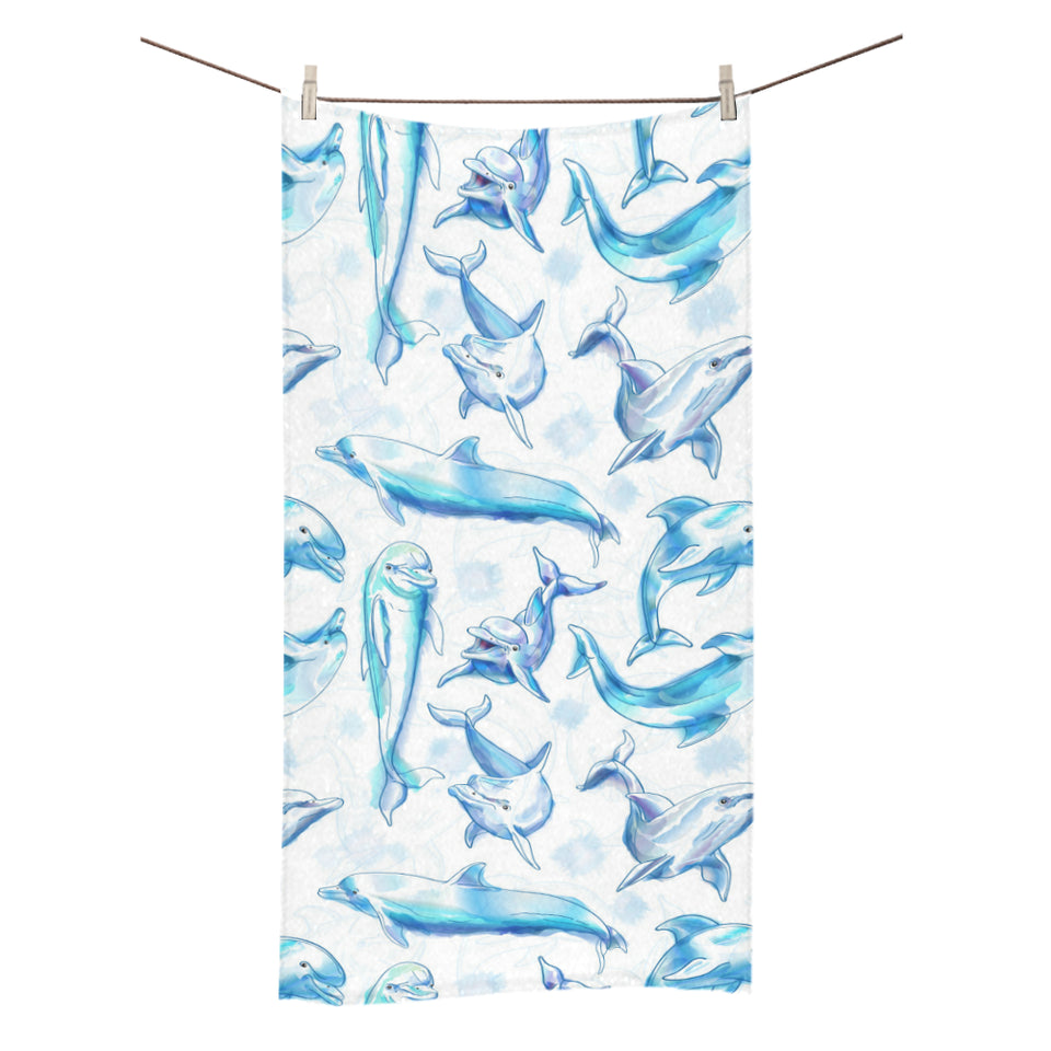 Watercolor dolphin pattern Bath Towel
