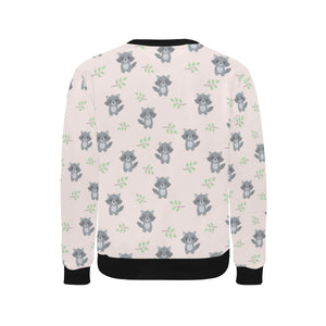cute raccoons leaves pattern Men's Crew Neck Sweatshirt