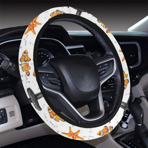 Clown Fish Pattern Print Design 02 Car Steering Wheel Cover