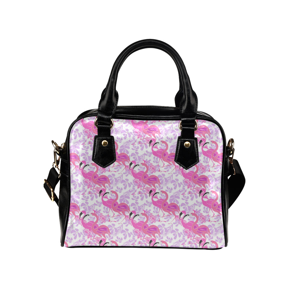 Pink flamingo flower pattern Shoulder Handbag