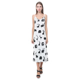 Goat ram pattern V-Neck Open Fork Long Dress
