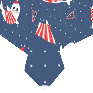 Cute sea lion seal christmas hat candy cane heart Tablecloth
