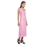 Sweet candy pink background V-Neck Open Fork Long Dress