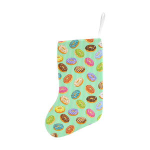 Colorful donut pattern green background Christmas Stocking