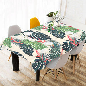 heliconia flowers, palm and monstera leaves Tablecloth